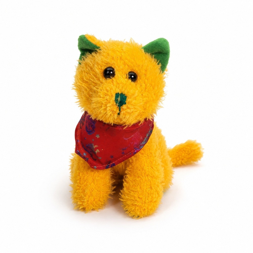 Toy Plush Cat Unisex Small Yellow Excellent Handmade Bandana PCH3360 Neon Kitten